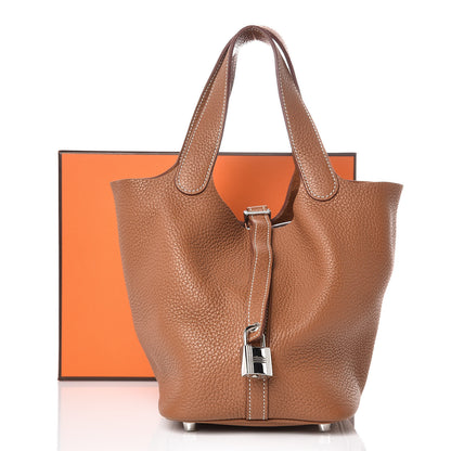 Hermes Taurillon Clemence Picotin Lock 18 PM Gold 7 of 7