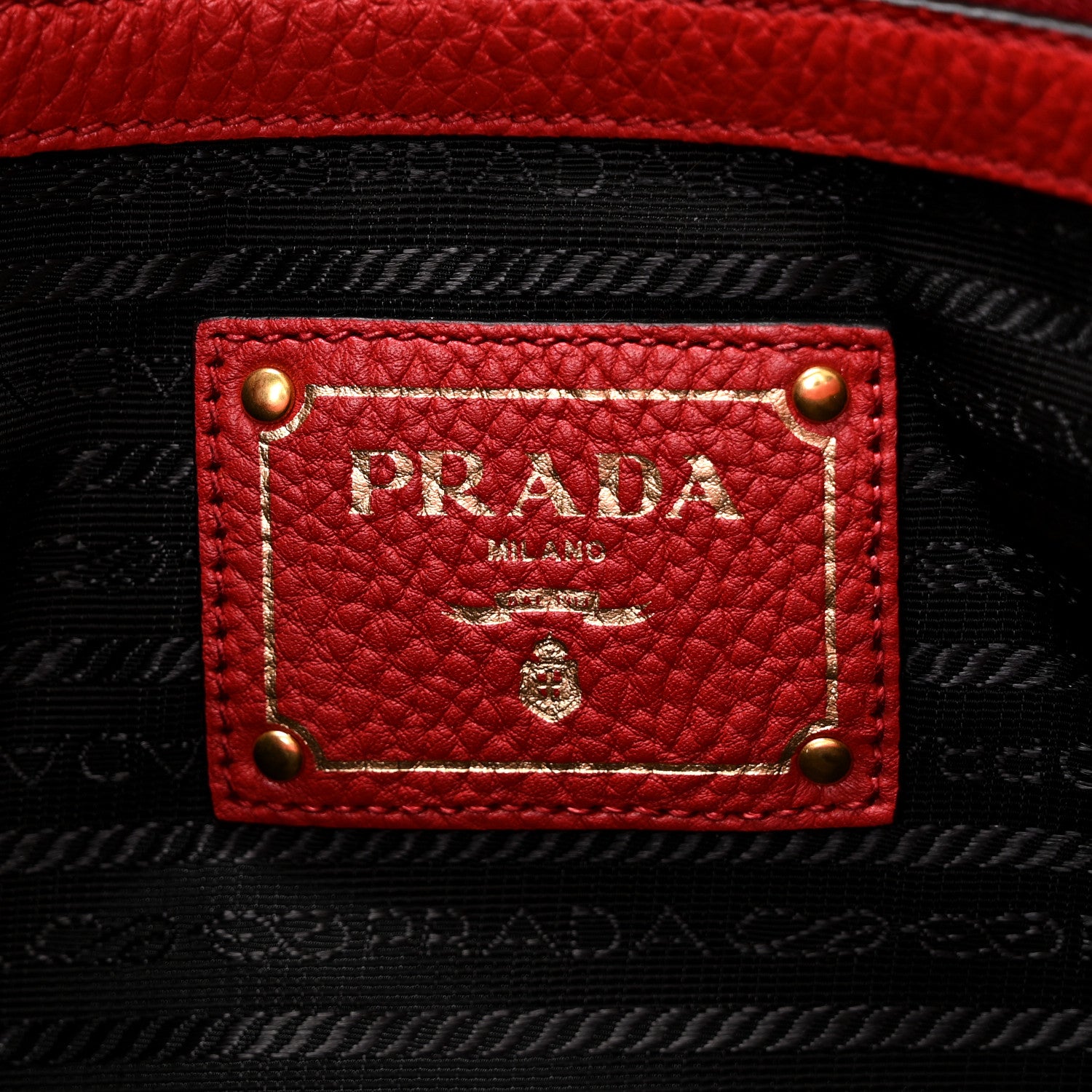 Prada Vitello Phenix Embossed Logo Tote Rosso 6 of 10