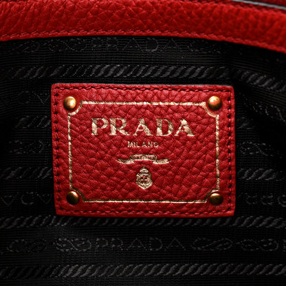 Prada Vitello Phenix Embossed Logo Tote Rosso 6 of 10