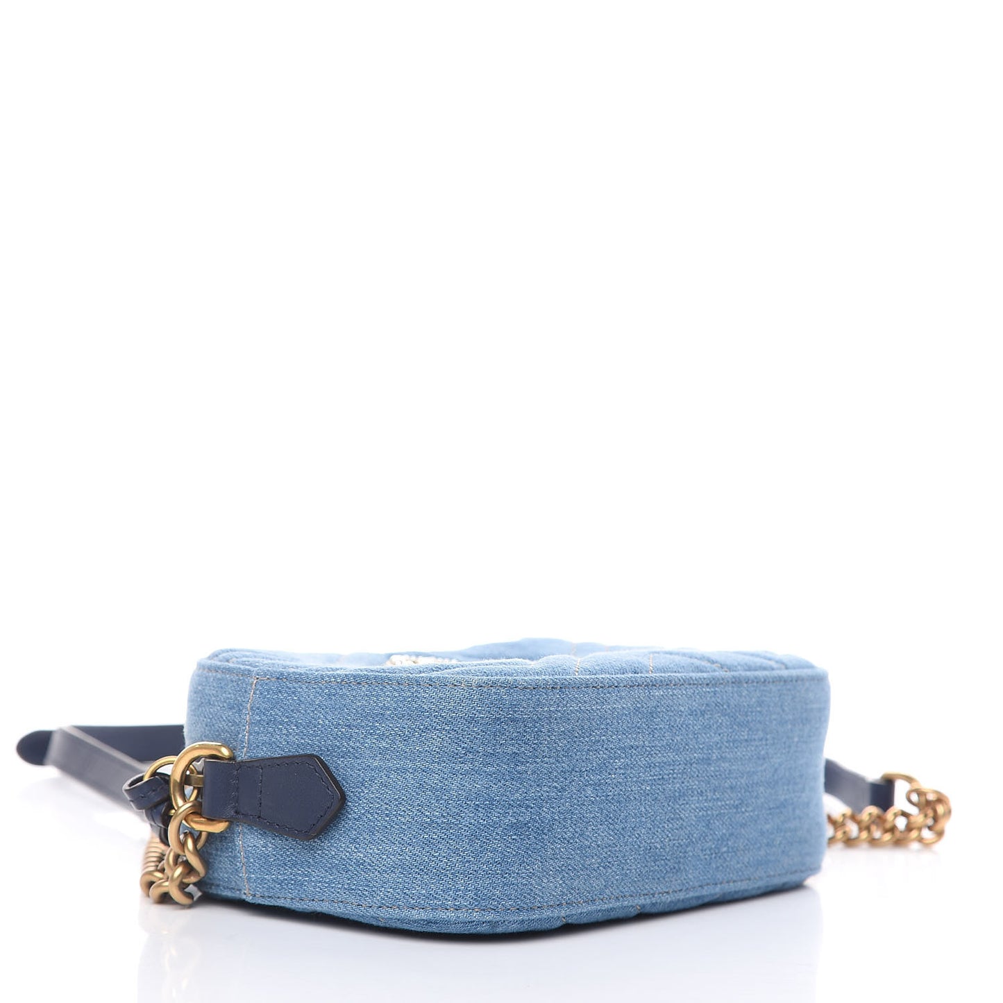 Denim Matelasse Mini Pearly GG Marmont Chain Shoulder Bag Blue