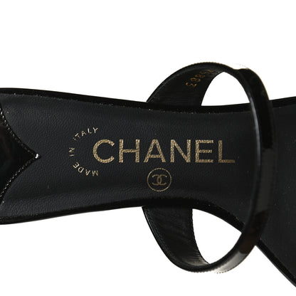 Chanel Patent CC Toe Ring Sandals 37 Black 9 of 12