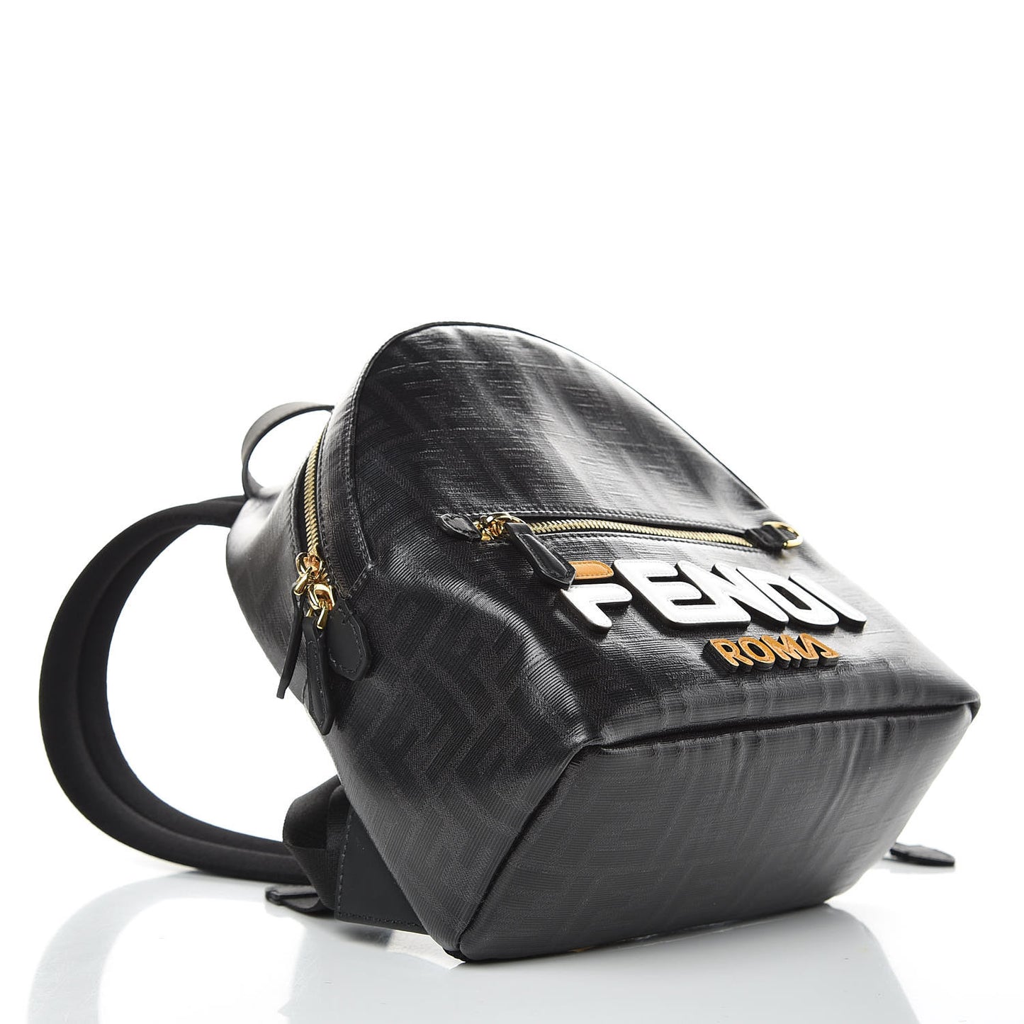 X FILA Glazed Fabric Vitello Century FF 1974 Mania Mini Backpack Black White