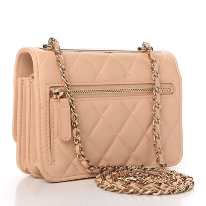 Chanel Lambskin Quilted Mini Trendy CC Wallet On Chain WOC Beige 3 of 11