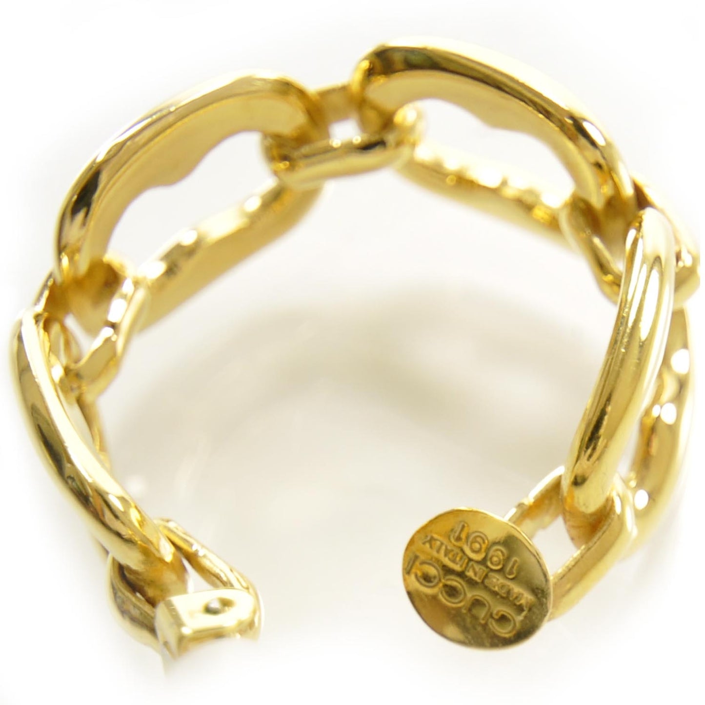 Metal Link Hoop Clip On Earrings Gold