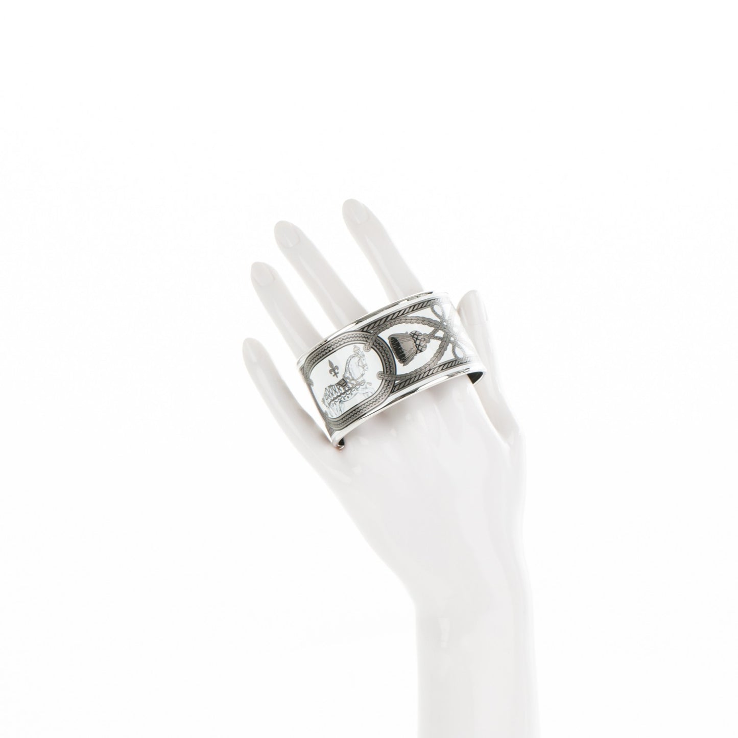 Enamel Printed Grand Apparat Extra Wide Bracelet 65 White