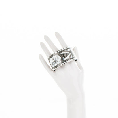 Hermes Enamel Printed Grand Apparat Extra Wide Bracelet 65 White 2 of 5