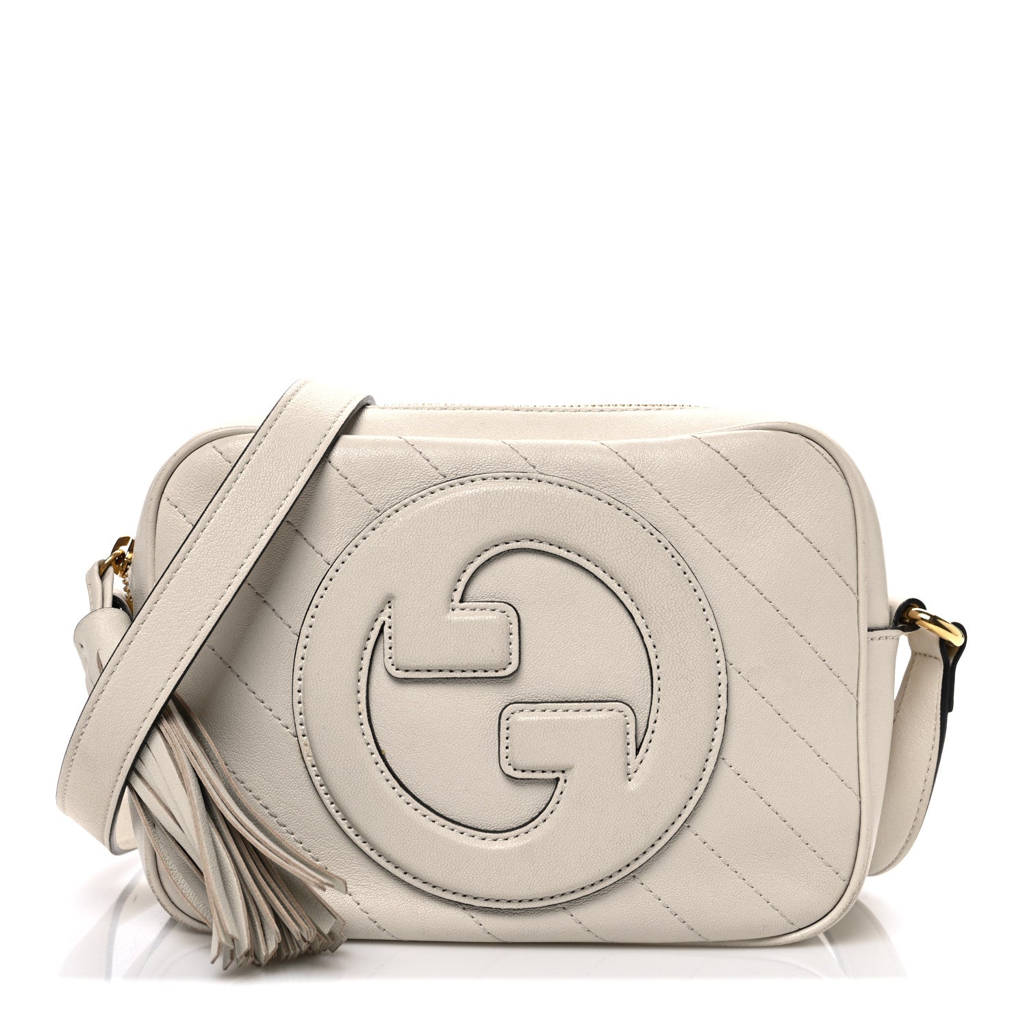 Gucci Sakai Be Green Calfskin Diagonal Stitched Small Blondie Shoulder Bag Mystic White 1 of 12