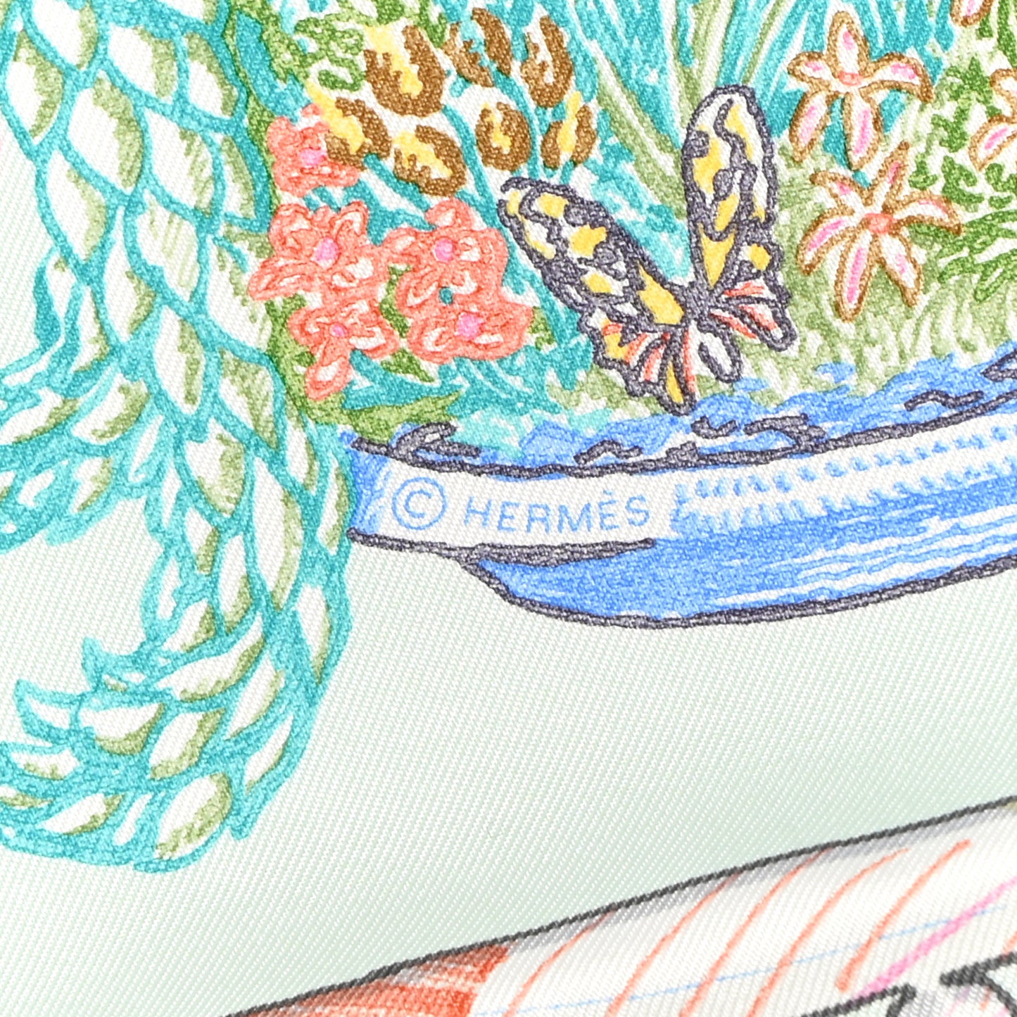 Chevaloscope Scarf 90 Vert D'eau Corail Bleu