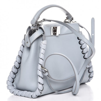 Fendi Nappa Lace Up Mini Peekaboo Iconic Satchel Azzurro Polvere 4 of 8