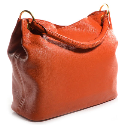 Prada Vitello Daino Leather Large Hobo Papaya 3 of 11