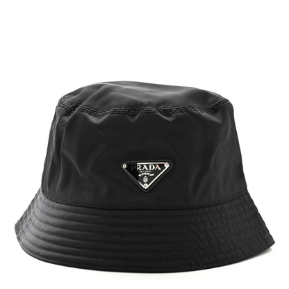 Prada Re-Nylon Metal Triangle Logo Womens Bucket Hat M Black 3 of 7