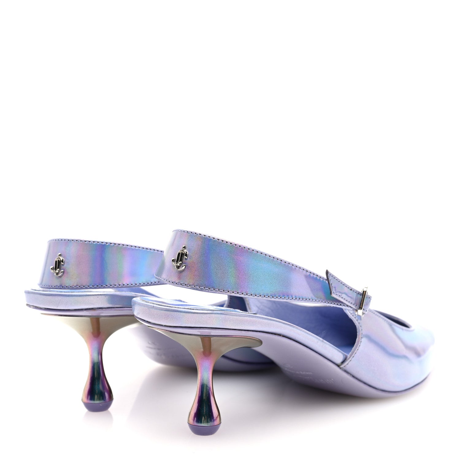 Jimmy Choo Metallic Patent Amel 50 Slingback Pumps 37 Purple 5 of 8