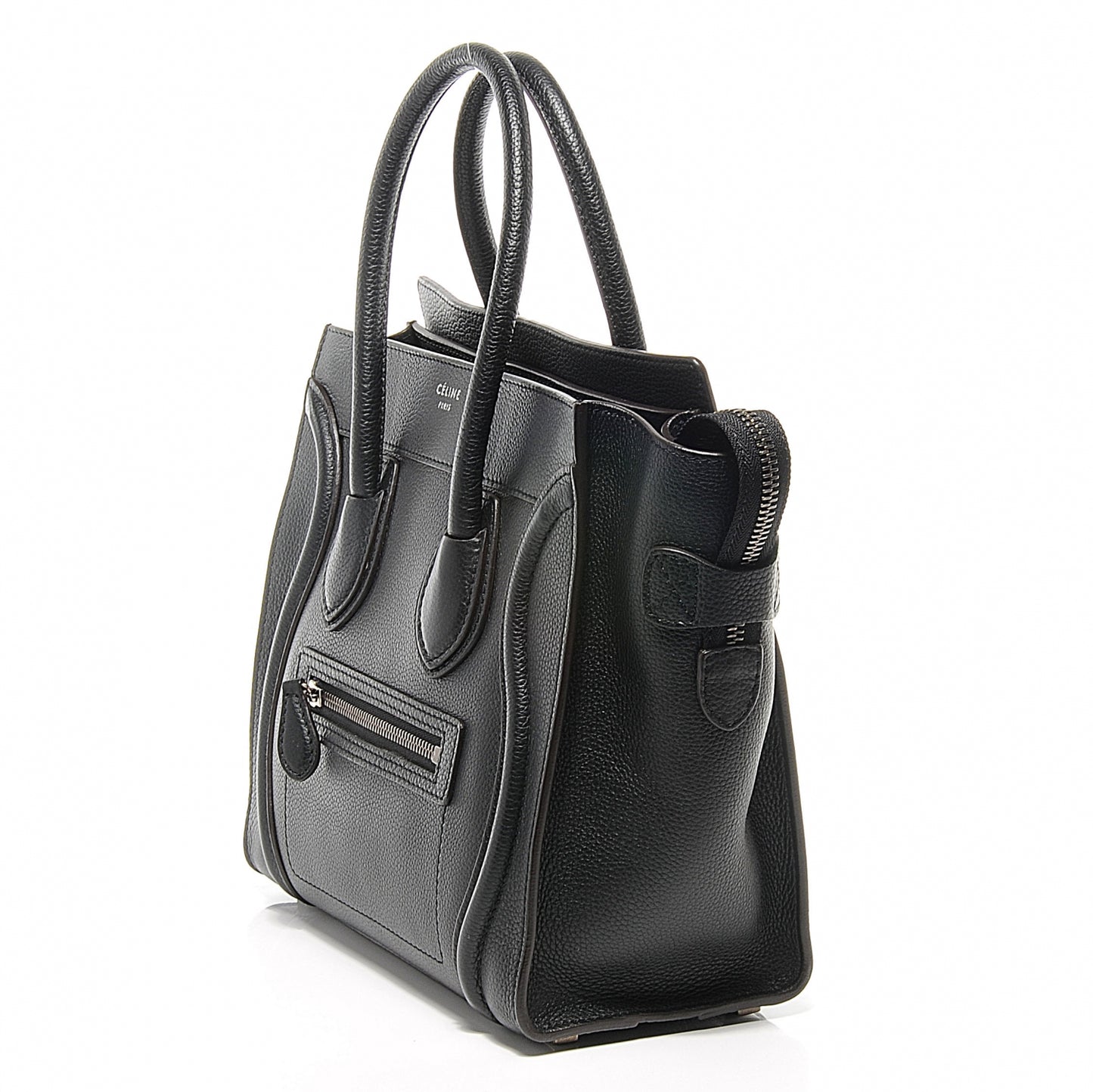 Drummed Leather Micro Luggage Bag Black