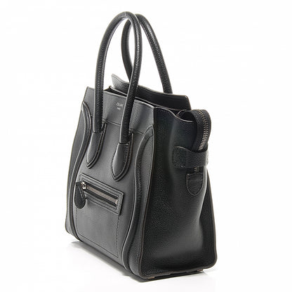 Celine Drummed Leather Micro Luggage Bag Black 5 of 8