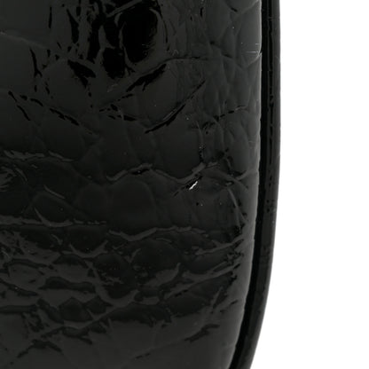 Saint Laurent Crocodile Embossed Calfskin Medium Paris VII Flat Hobo Black 14 of 15