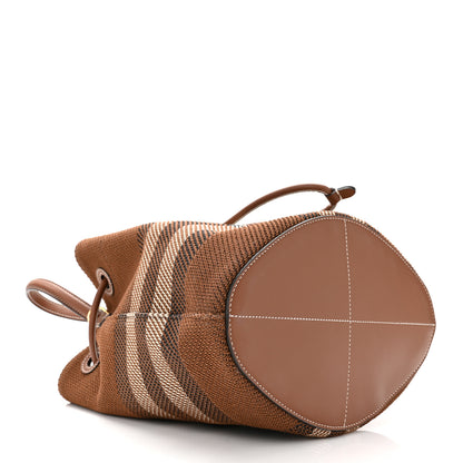 Burberry Knitted Check Calfskin TB Small Drawstring Bucket Bag Dark Birch Brown 3 of 8