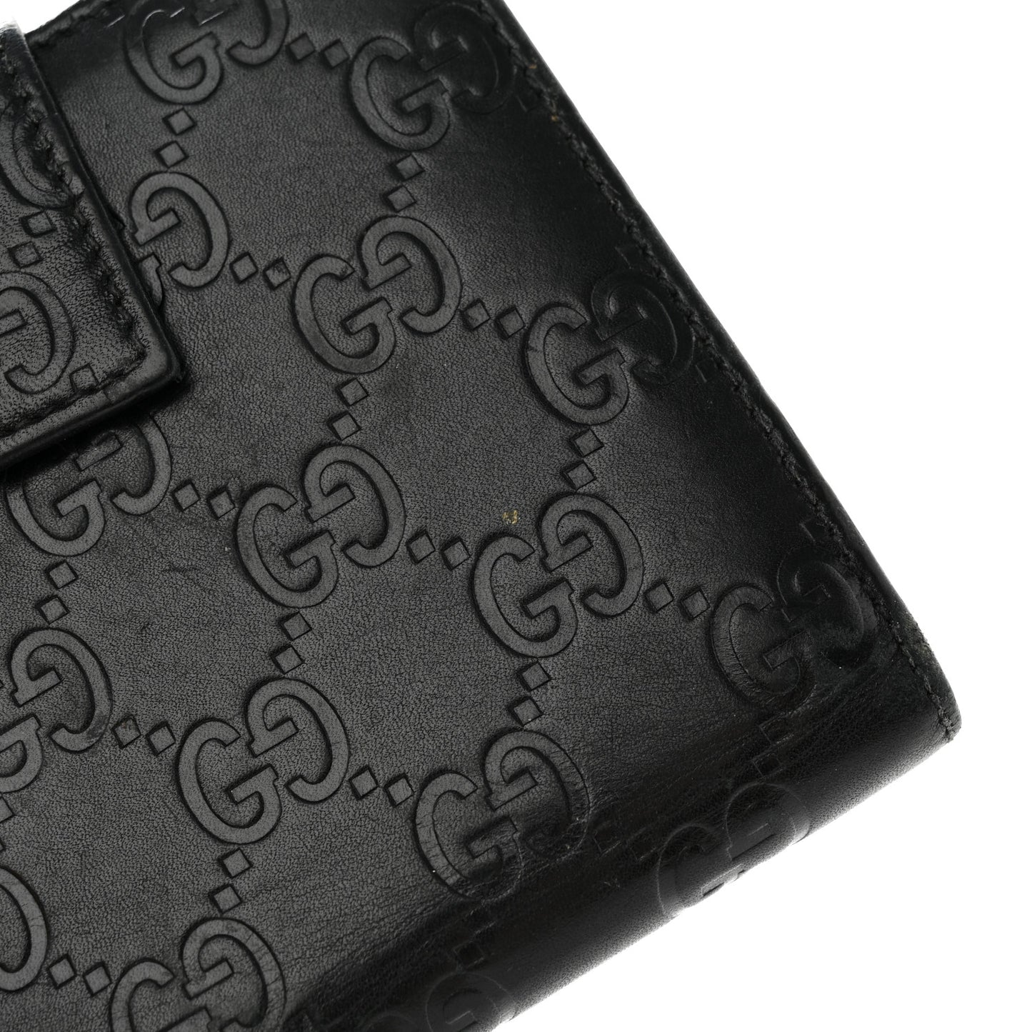 Guccissima Metal Bar French Flap Wallet Black
