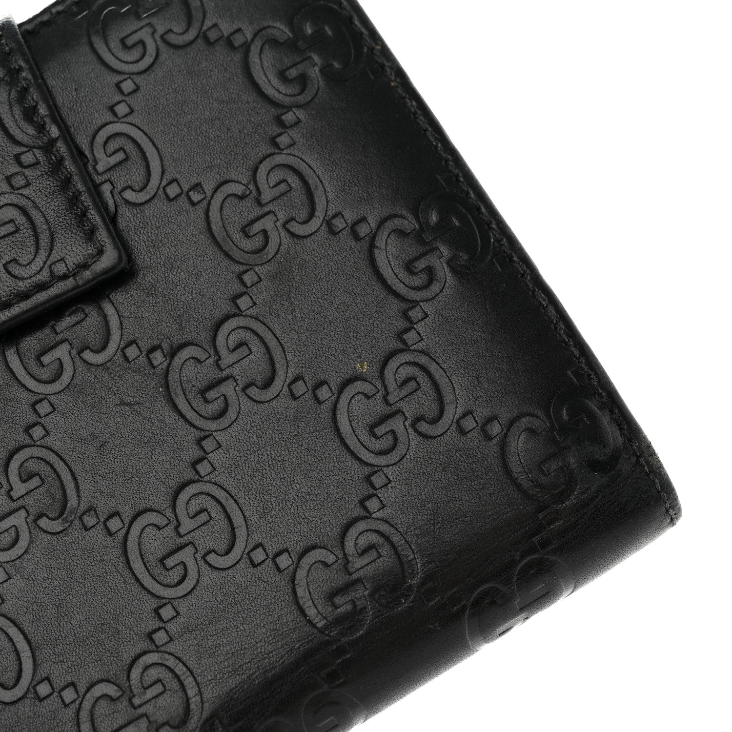 Gucci Guccissima Metal Bar French Flap Wallet Black 16 of 18