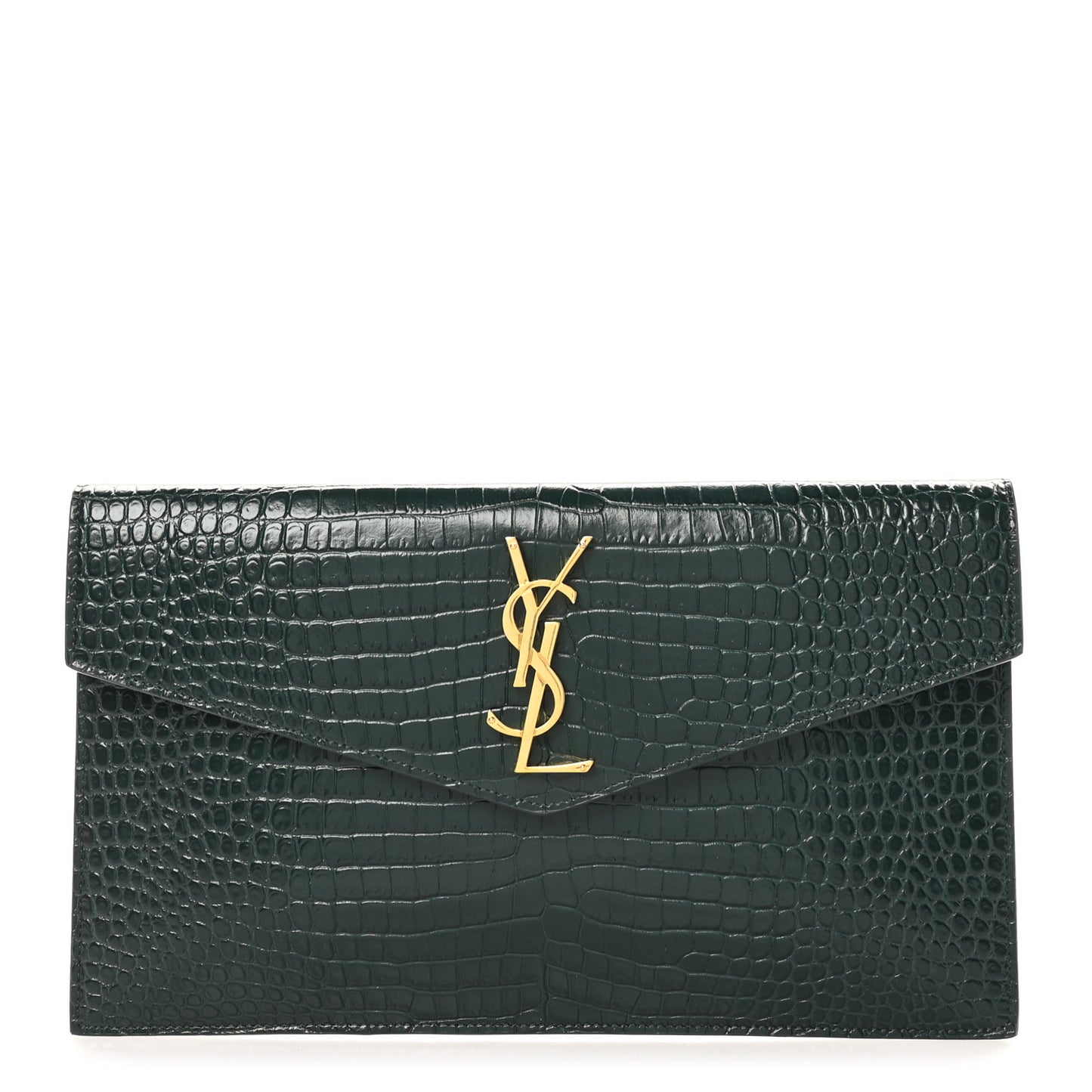 Calfskin Crocodile Embossed Uptown Monogram Pouch Mint