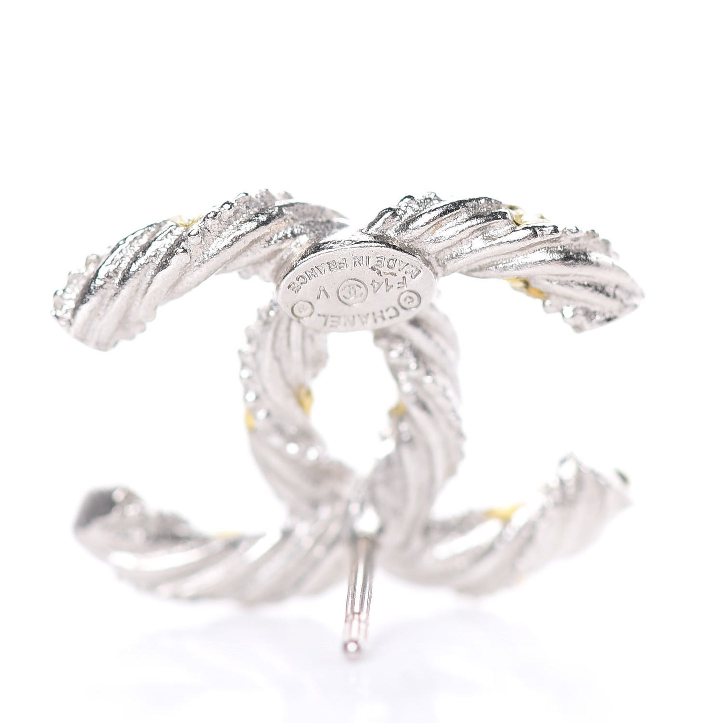 Crystal Twisted CC Earrings Silver