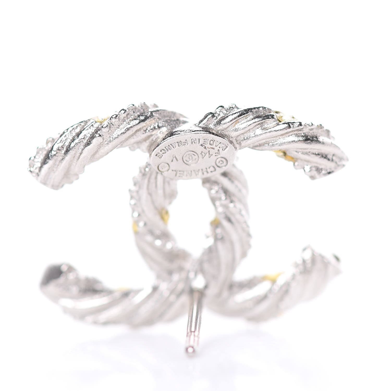Chanel Crystal Twisted CC Earrings Silver 3 of 5