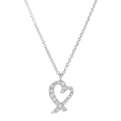 Tiffany 18K White Gold Diamond Mini Paloma Picasso Loving Heart Pendant Necklace 1 of 8