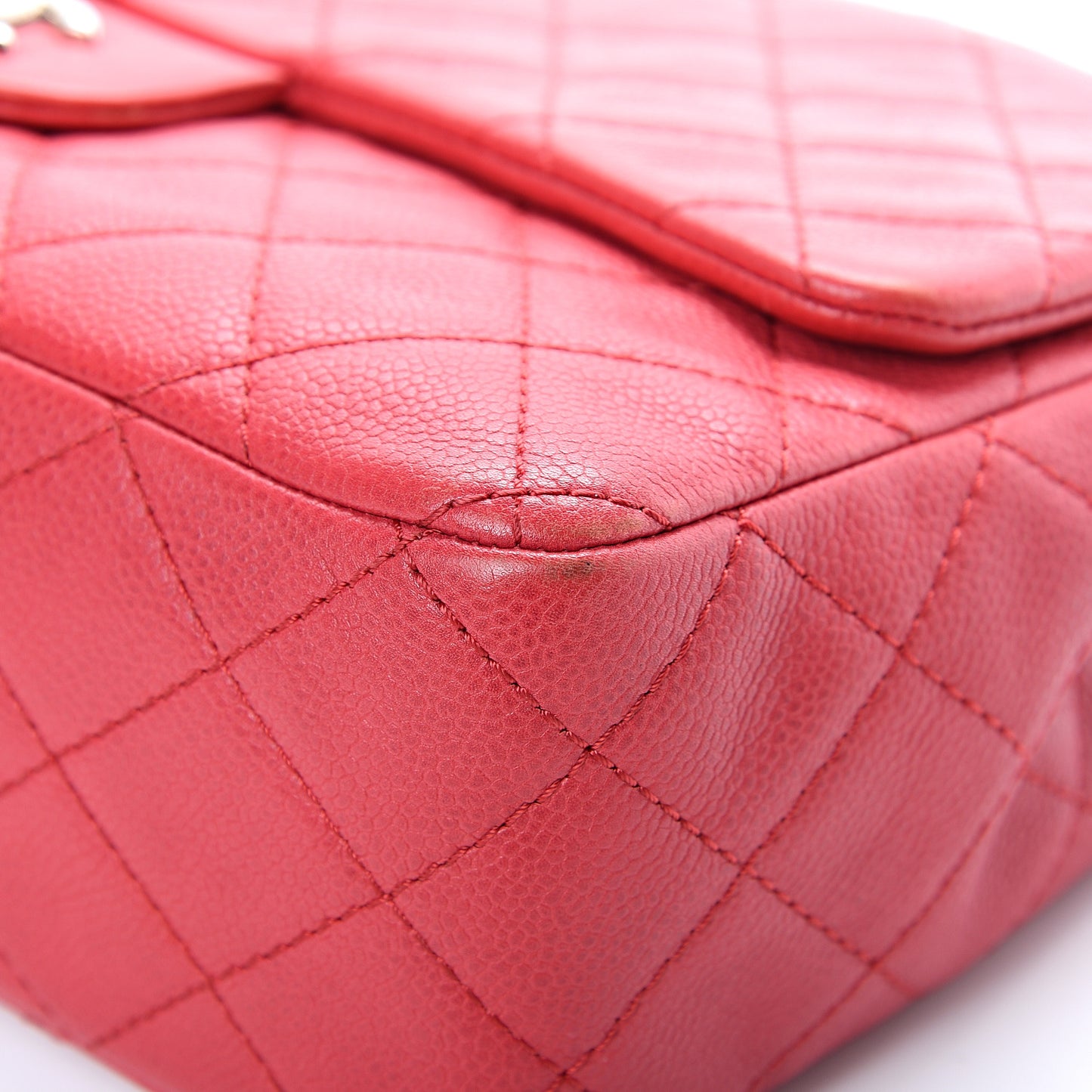 Washed Caviar Quilted Jumbo Single Flap Fuchsia
