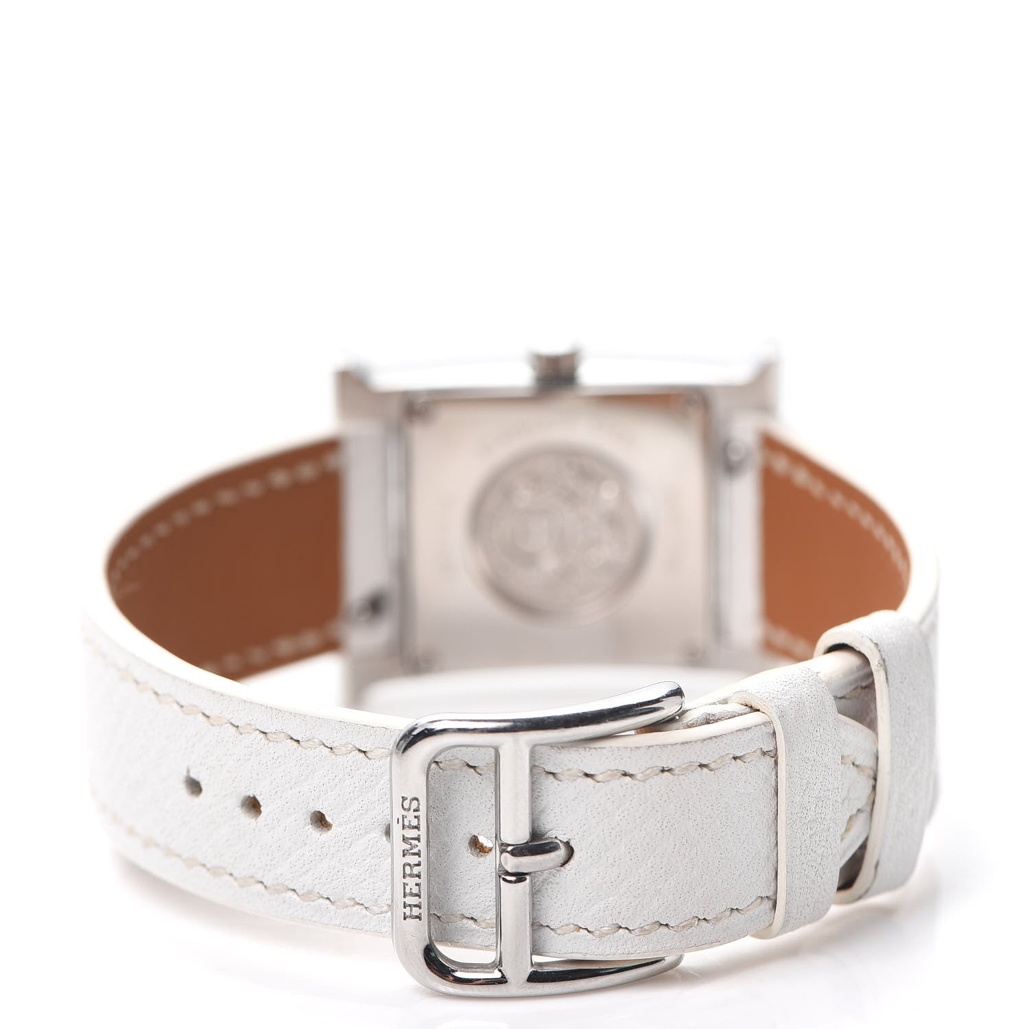 Hermes Stainless Steel Epsom 21mm Heure H Hour Quartz Watch Blanc 3 of 4