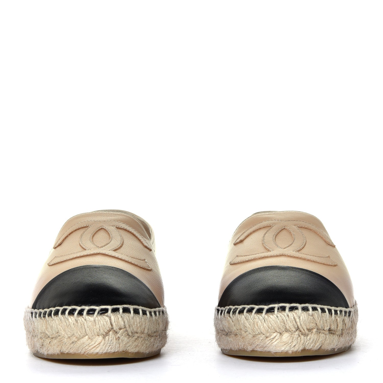Chanel Lambskin CC Espadrilles 38 Beige Black 5 of 12