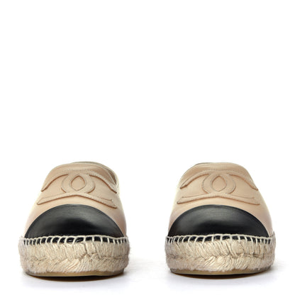 Chanel Lambskin CC Espadrilles 38 Beige Black 5 of 12