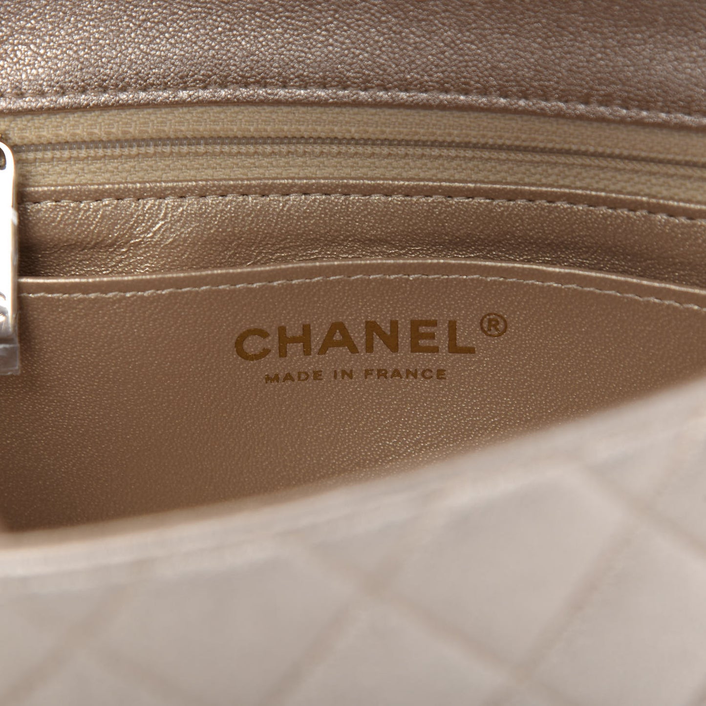 Metallic Lambskin Quilted Mini Square Flap Gold