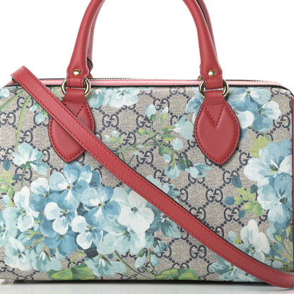 Gucci GG Supreme Monogram Blooms Small Boston Beige Blue Navy Hibiscus Red 8 of 10