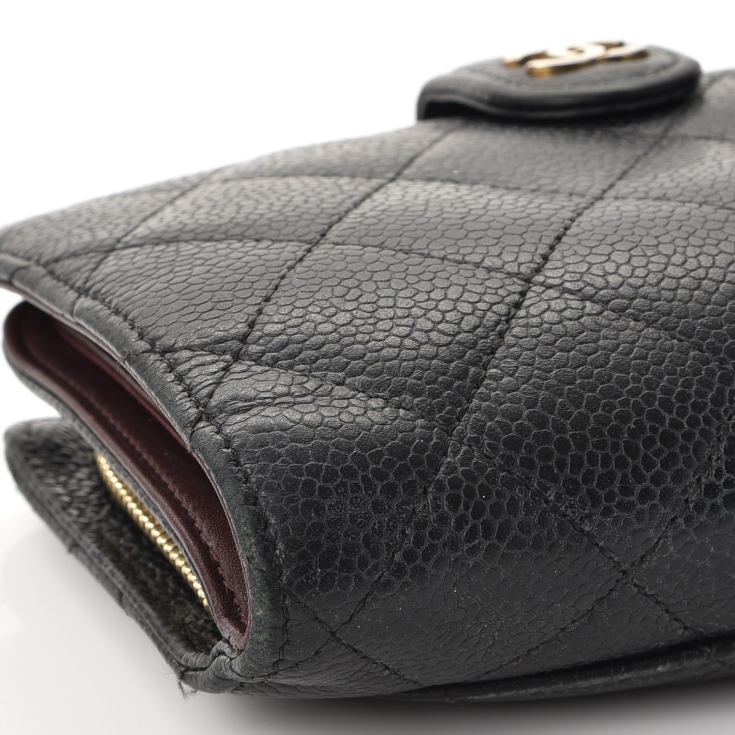 Caviar Quilted Zipped Pocket Wallet Black