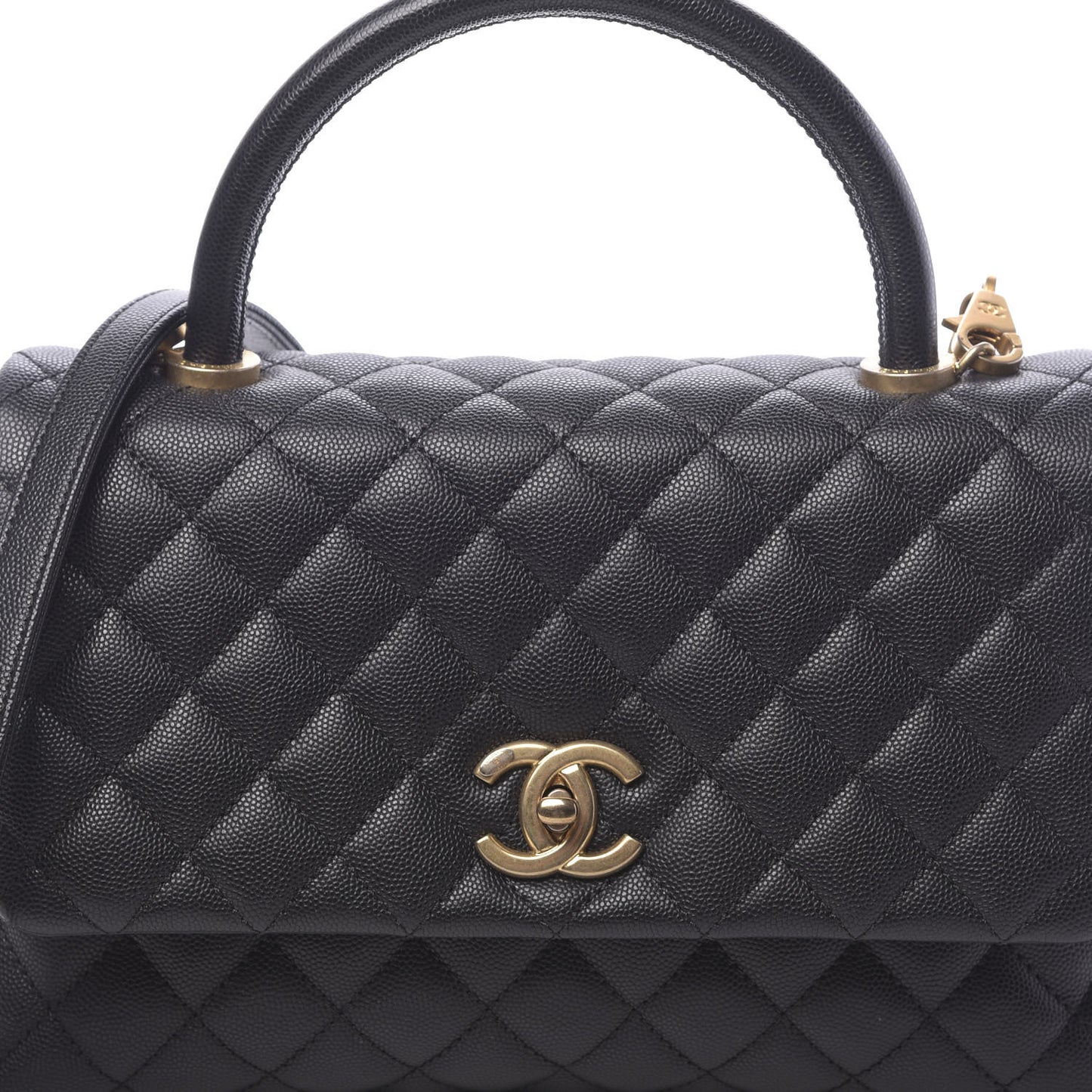 Caviar Quilted Small Coco Handle Flap Black