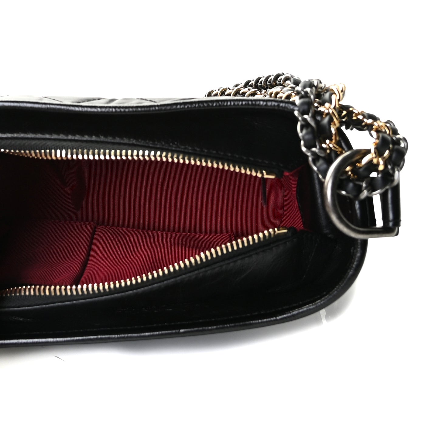 Aged Calfskin Quilted Small Gabrielle Hobo Black