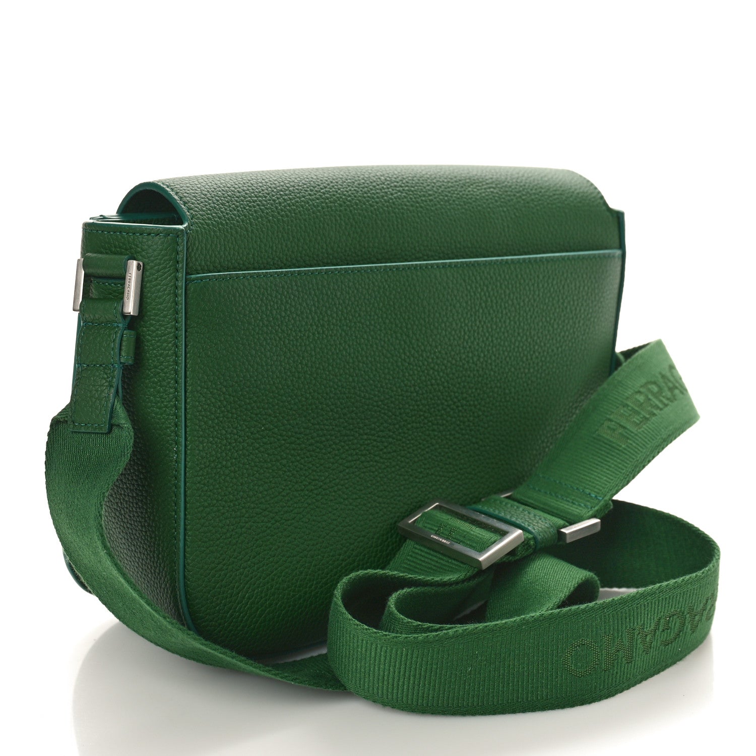 Salvatore Ferragamo SALVATORE FERRAGAMO Hammered Calfskin Medium Fiamma Crossbody Bag Forest Green 2 of 9