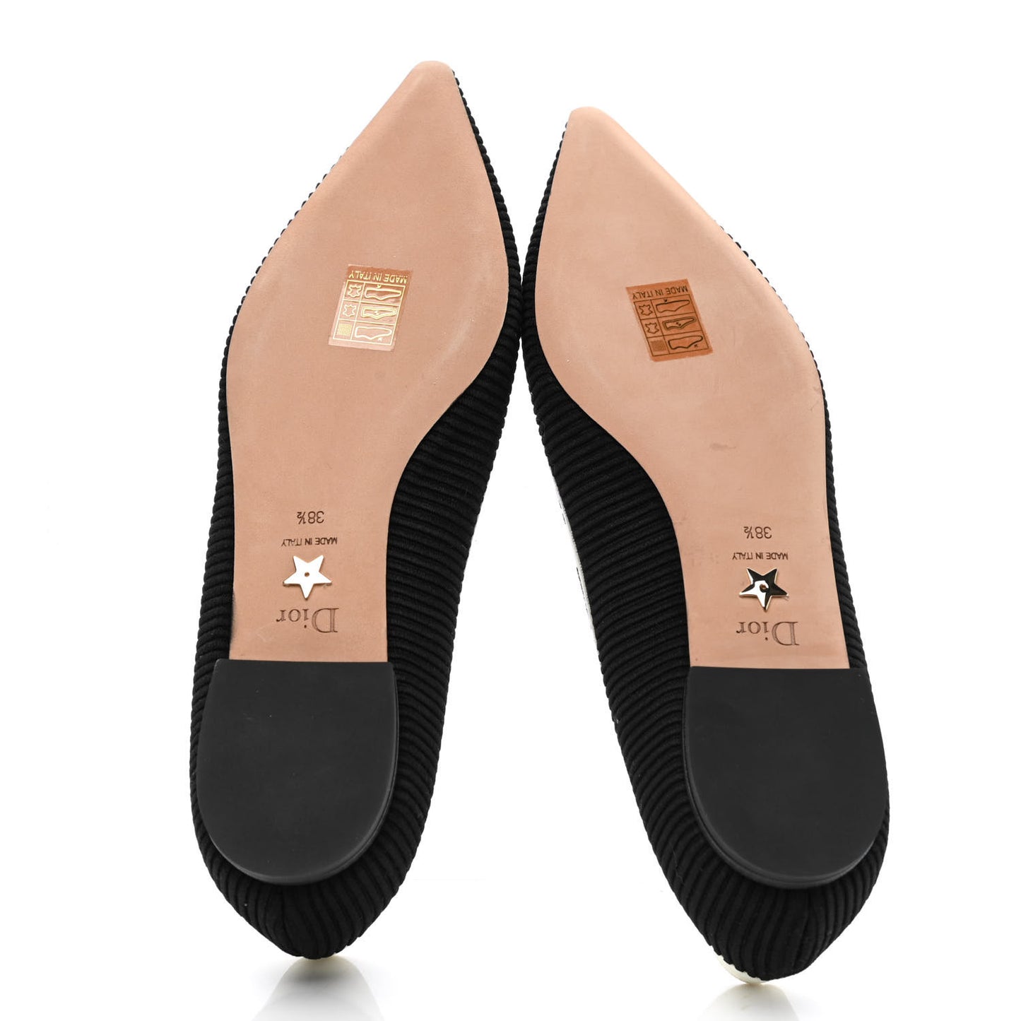 Fabric Ribbon Embroidered J'Adior Ballet Flats 38.5 Black