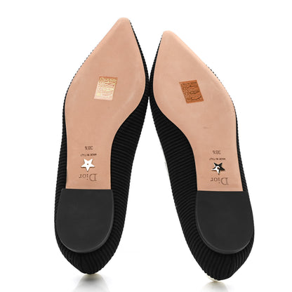Christian Dior Fabric Ribbon Embroidered J'Adior Ballet Flats 38.5 Black 5 of 9