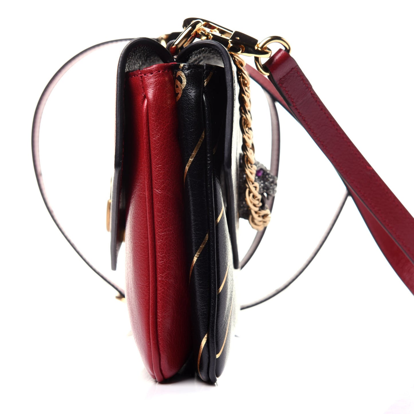 Calfskin Diagonal GG Medium Thiara Double Envelope Shoulder Bag Black Red