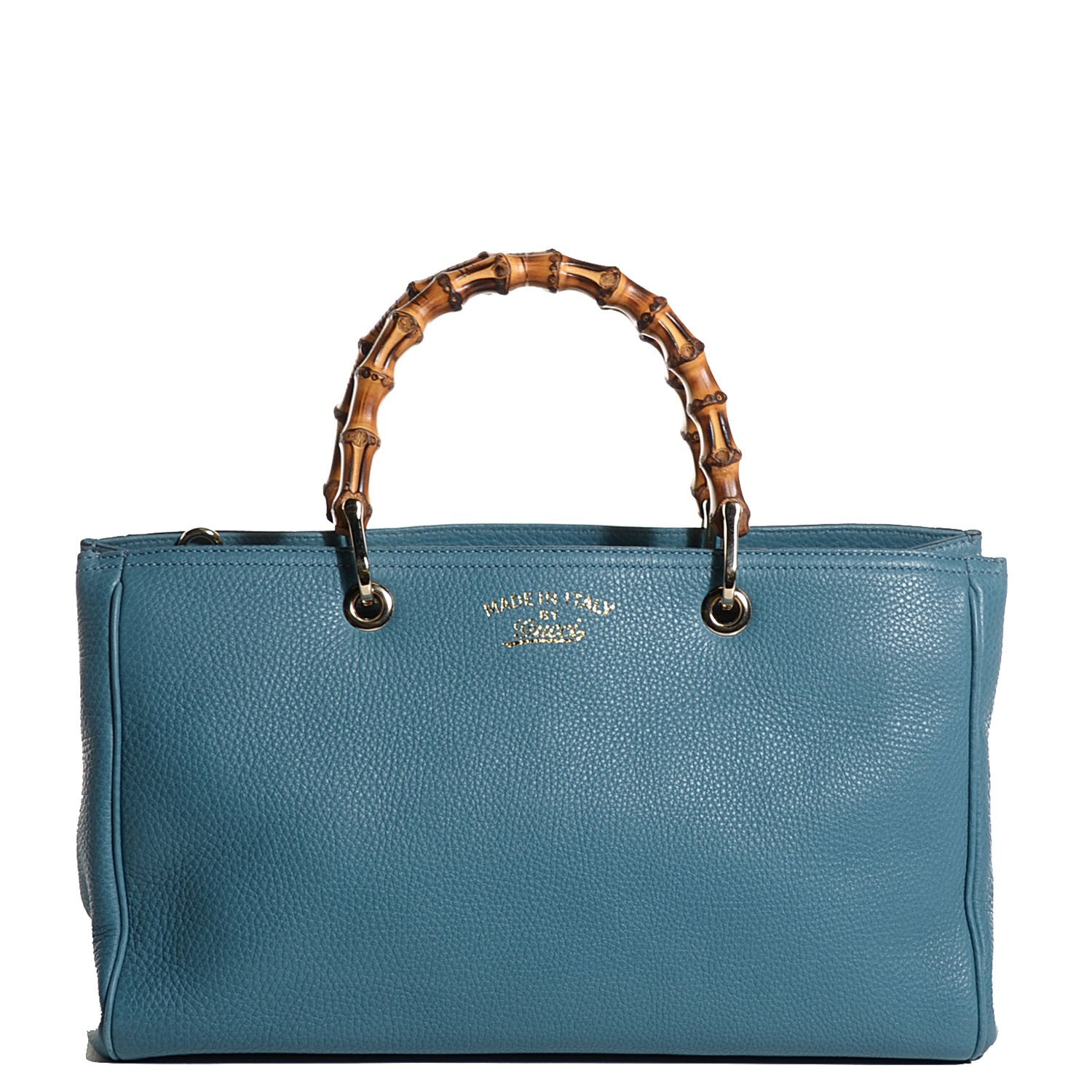 Gucci Pebbled Calfskin Medium Bamboo Shopper Tote Light Blue 1 of 9