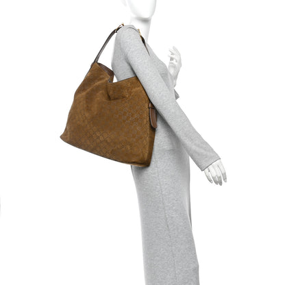 Gucci Suede Monogram Large Beatrix Tote Brown 2 of 10