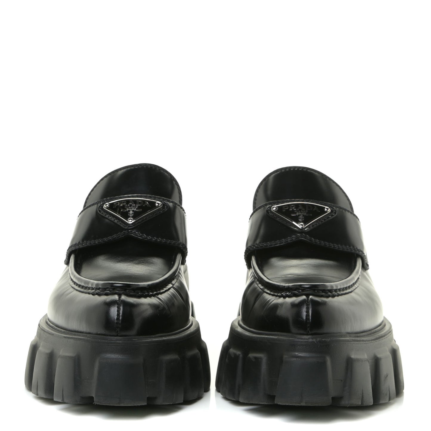 Spazzolato Triangle Logo Monolith Pointy 55mm Loafers 37.5 Black