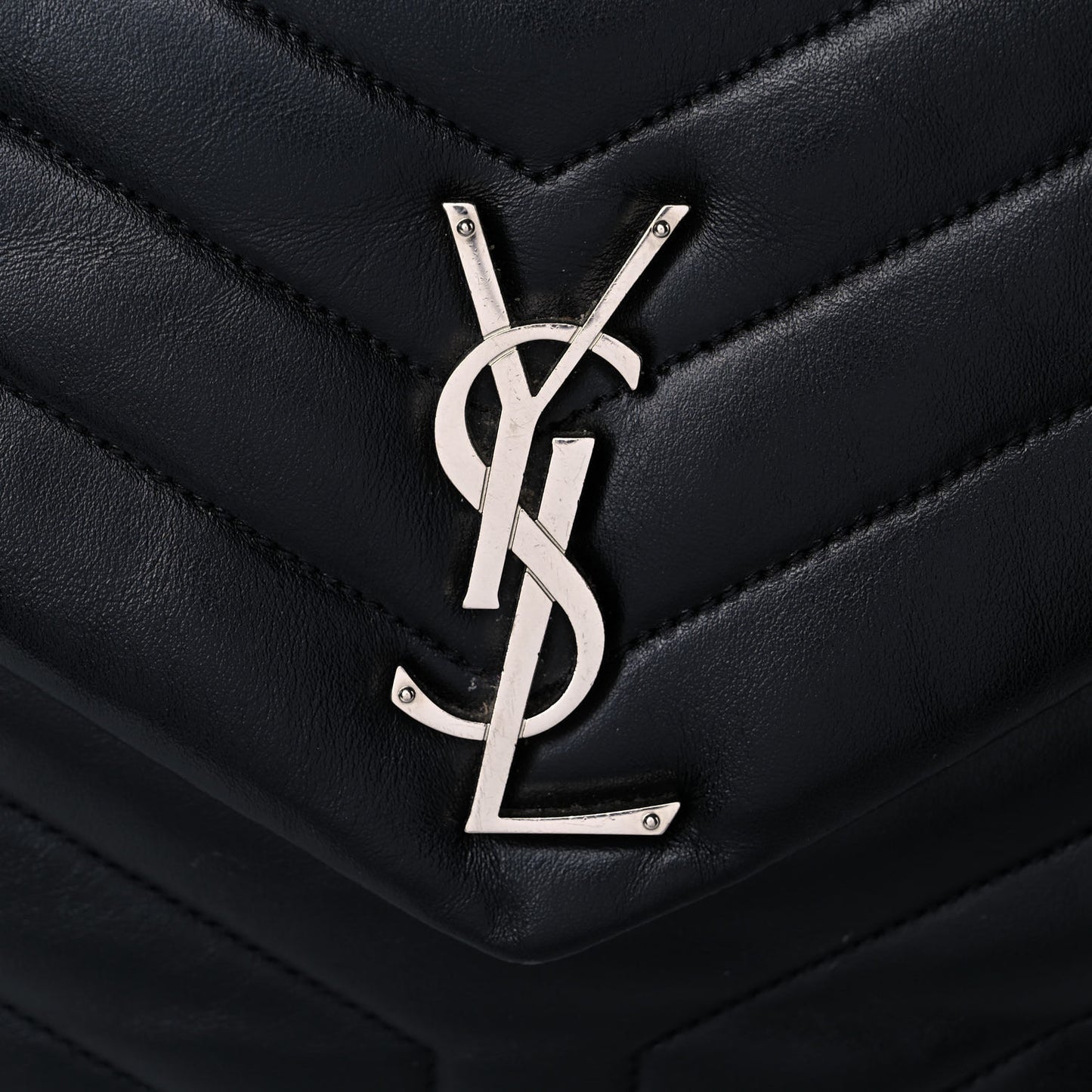 Calfskin Y Quilted Monogram Medium Loulou Chain Satchel Black