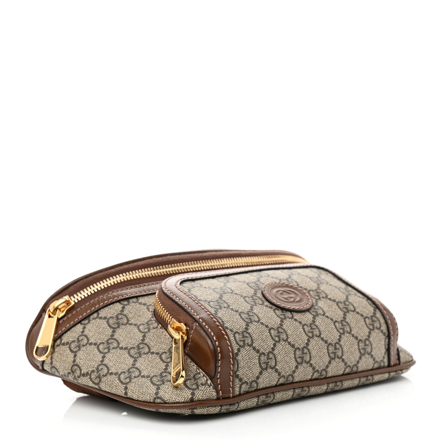 GG Supreme Monogram Textured Calfskin Retro Interlocking G Belt Bag Beige Ebony Brown Sugar