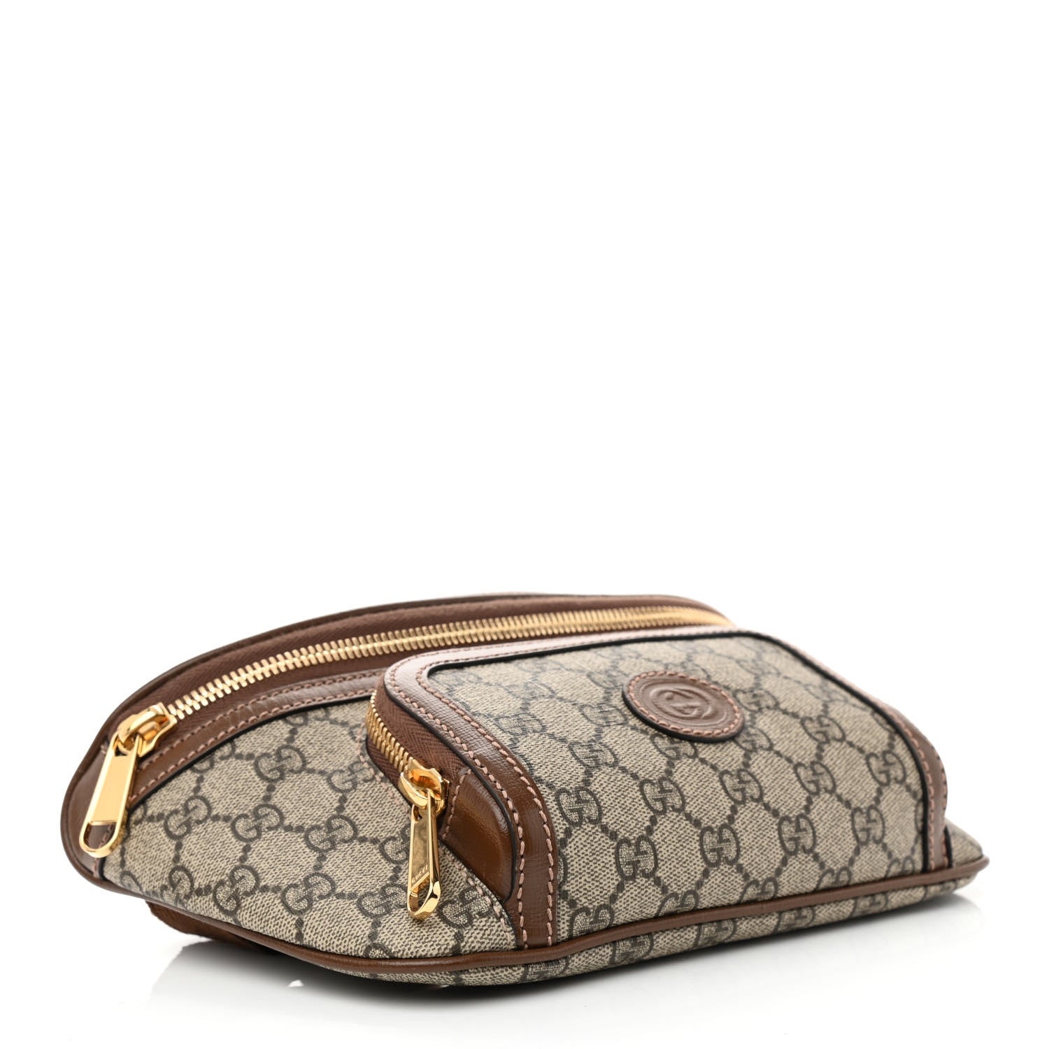Gucci GG Supreme Monogram Textured Calfskin Retro Interlocking G Belt Bag Beige Ebony Brown Sugar 4 of 8