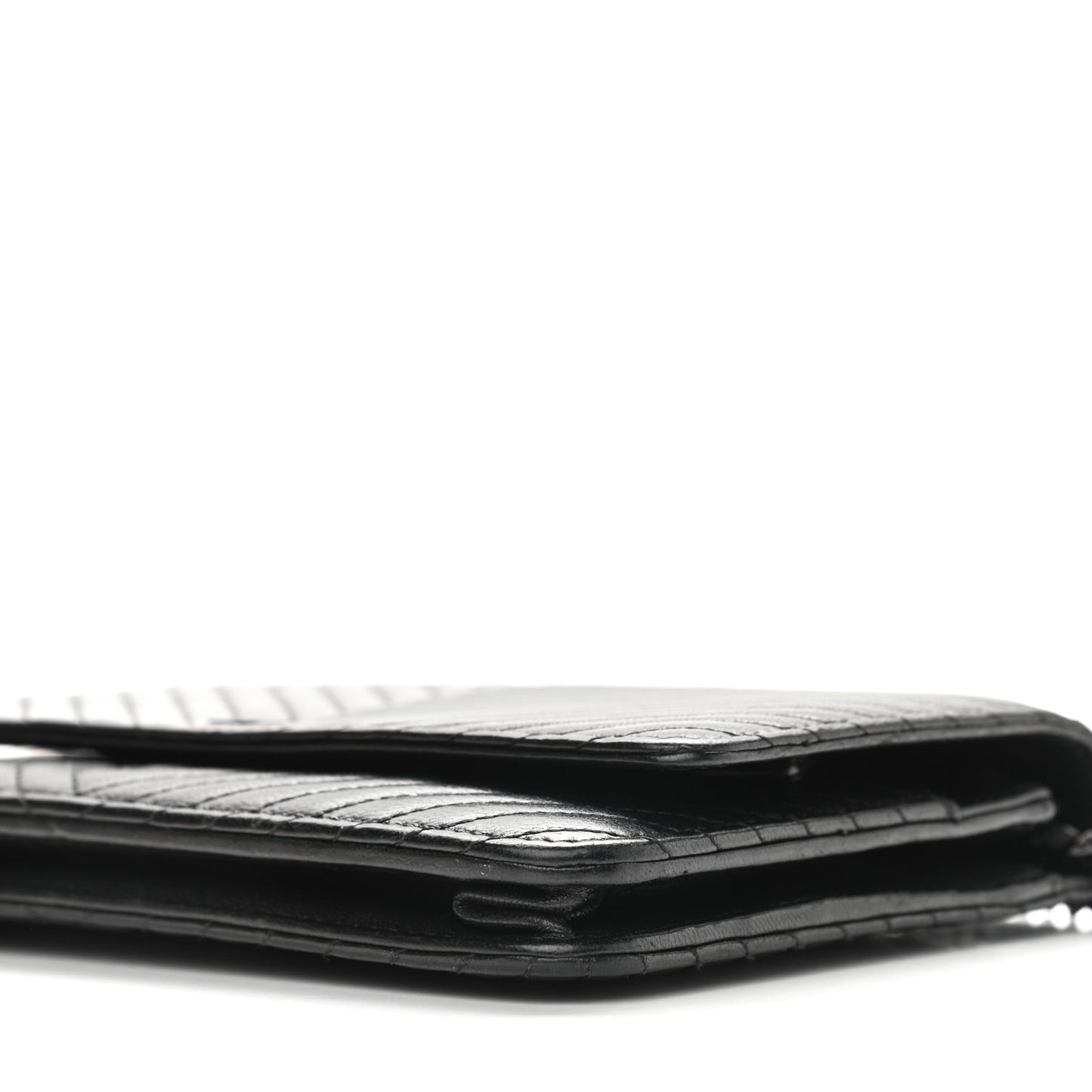 Lambskin Chevron Quilted Wallet On Chain WOC So Black