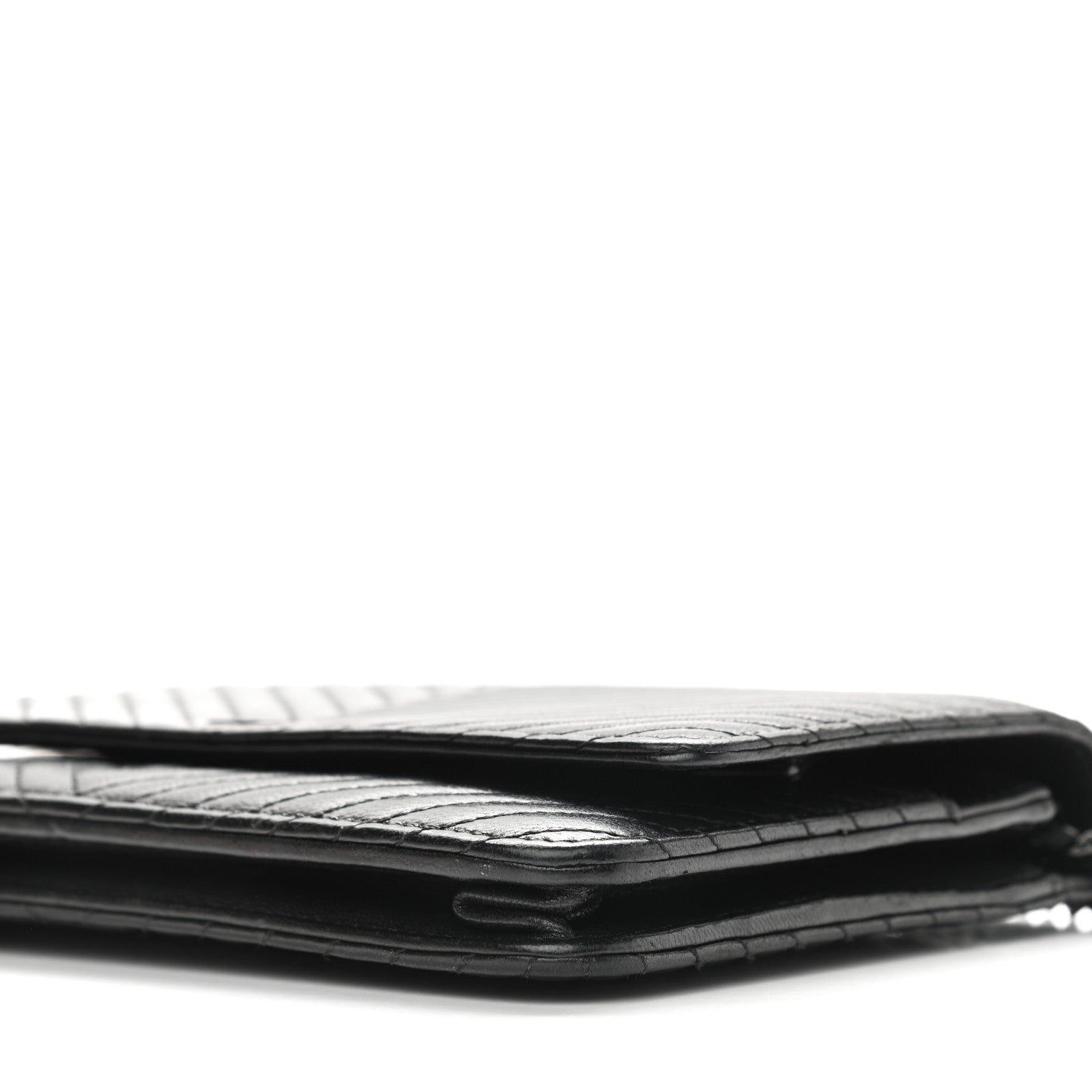 Chanel Lambskin Chevron Quilted Wallet On Chain WOC So Black 11 of 12