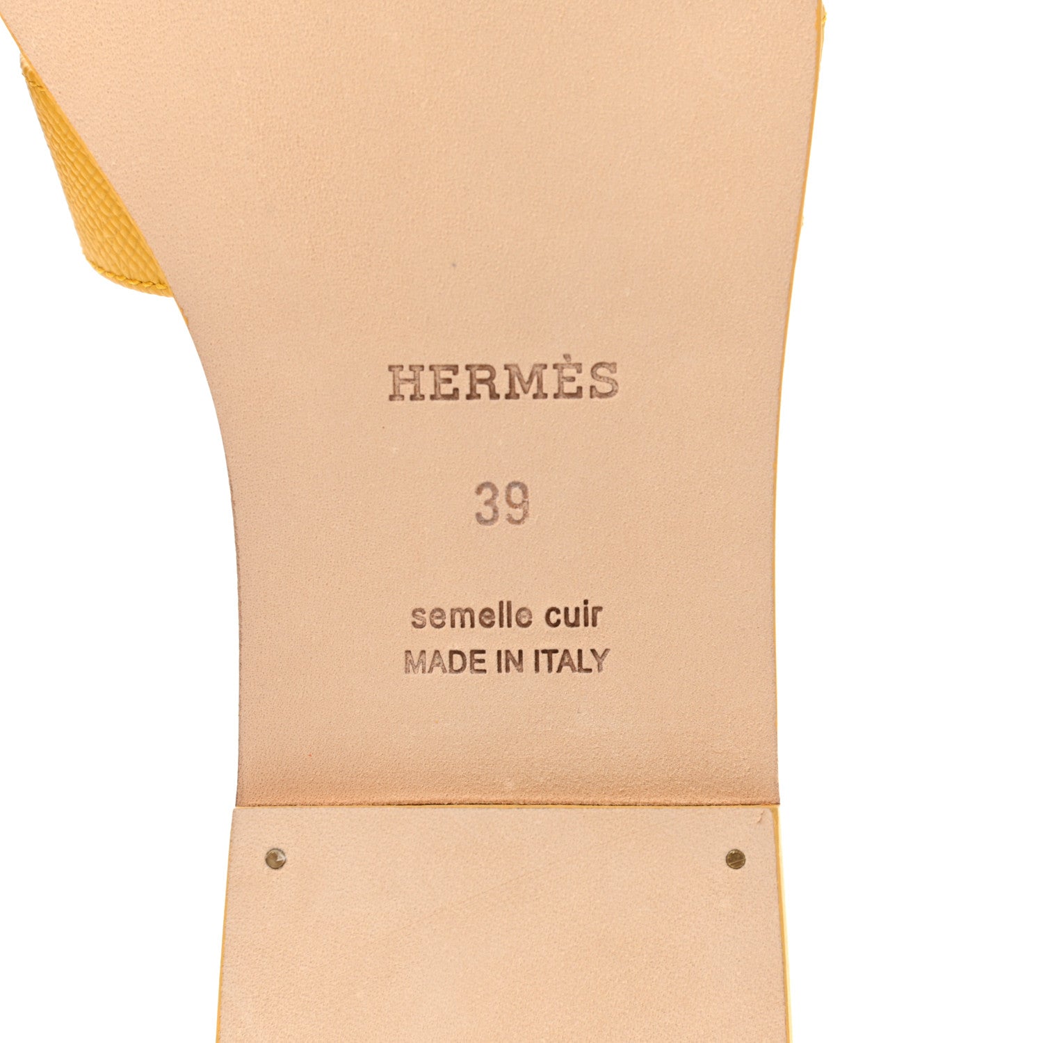 Hermes Epsom Oran Sandals 39 Jaune Sable 7 of 9