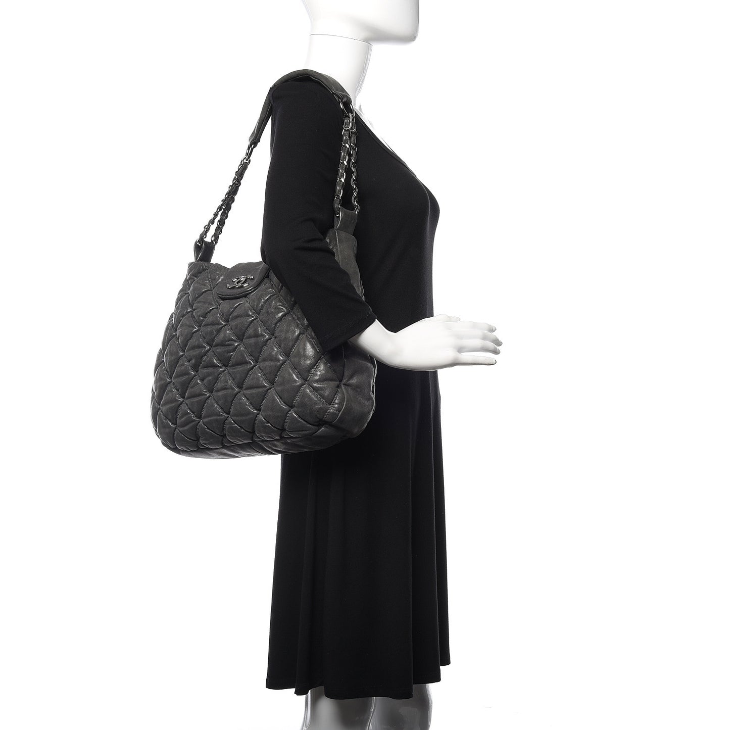 Calfskin Bubble Quilt Hobo Grey