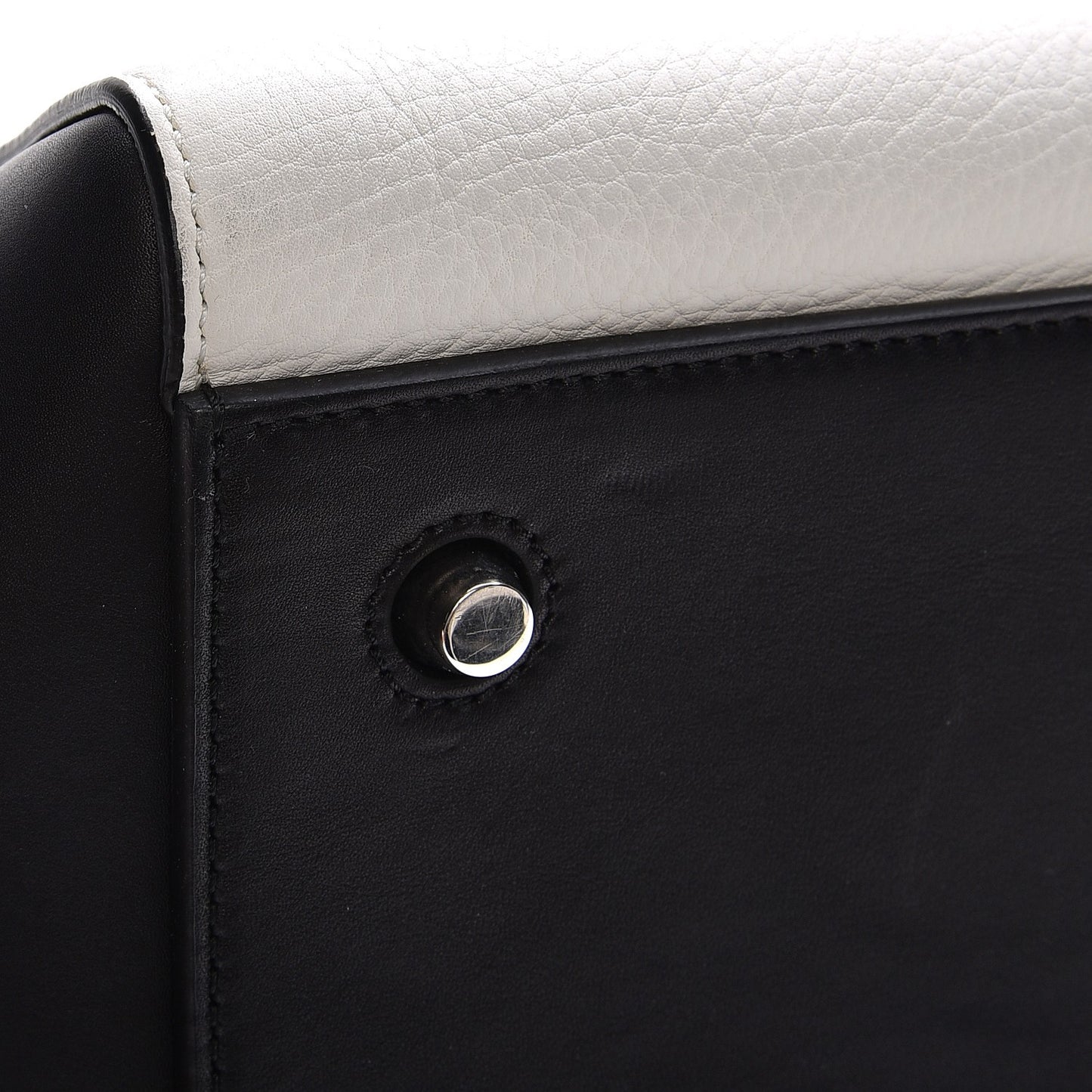 Supple Calfskin Medium Bi-Color Edge Shoulder Bag Cream